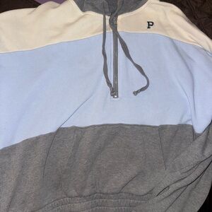 PINK Victoria's Secret Tri-Tone Quarter-Zip Pullover
